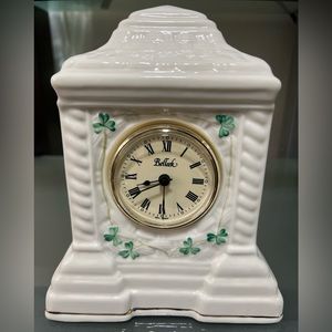Belleek Mantel Clock Shamrock